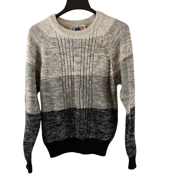Vintage Chartwell Crew Neck Pullover Sweater Gray Stripes Size Small - Picture 1 of 5